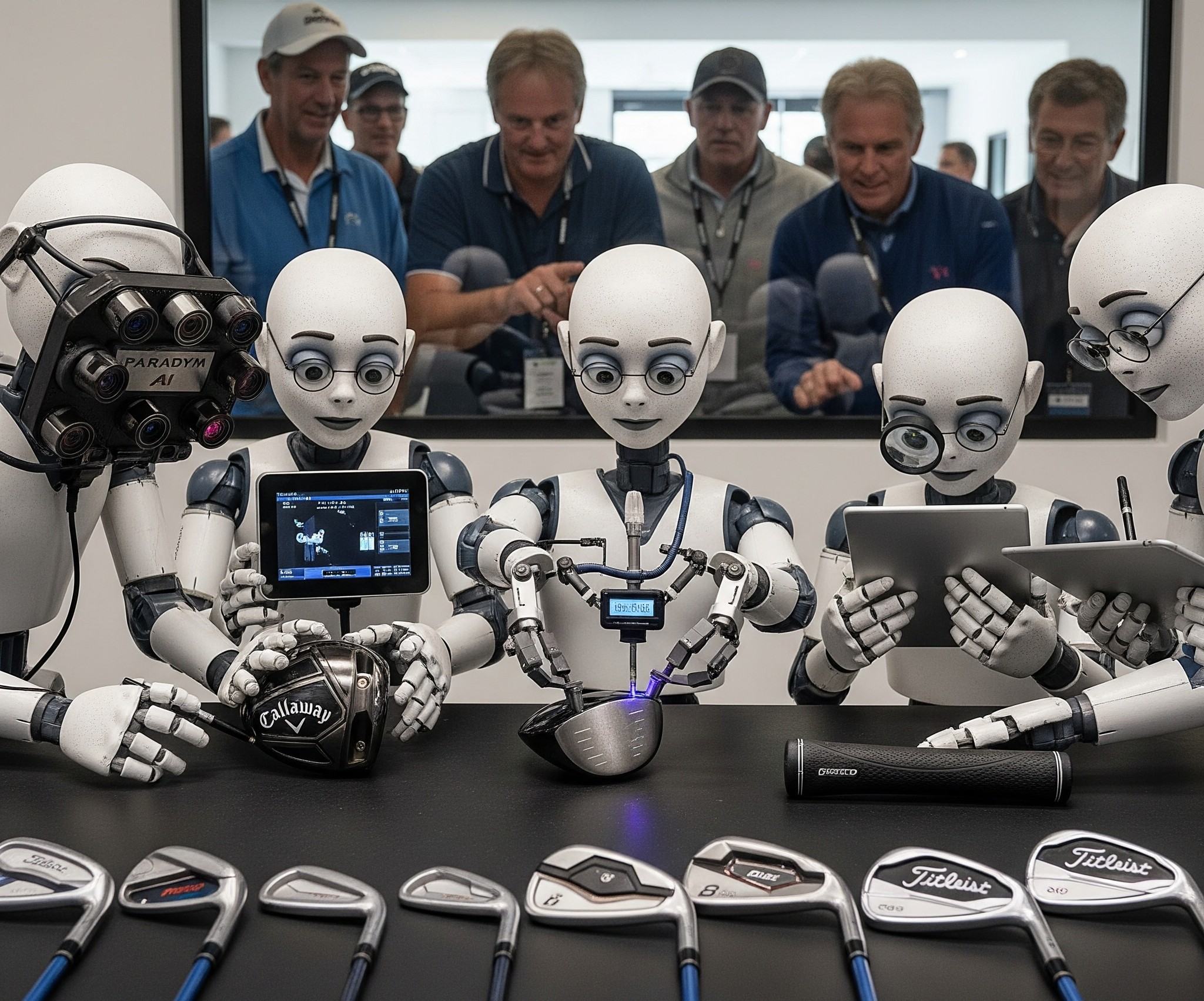 Robots doing quality check on golf clubs